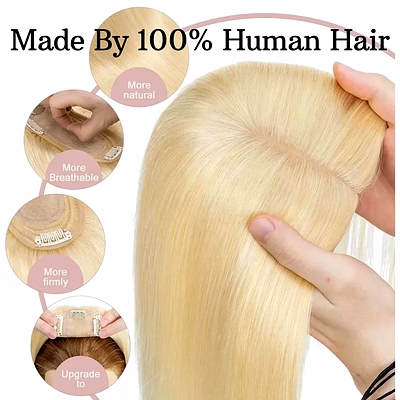 18-inch mono base blonde indian remy human hair topper for women