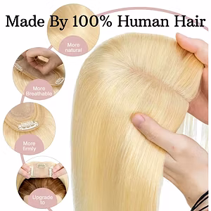 18-inch Mono Base Blonde Indian Remy Human Hair Topper for Women
