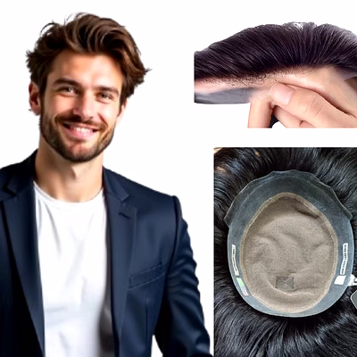 mono base front lace men’s hair system - pure human hair