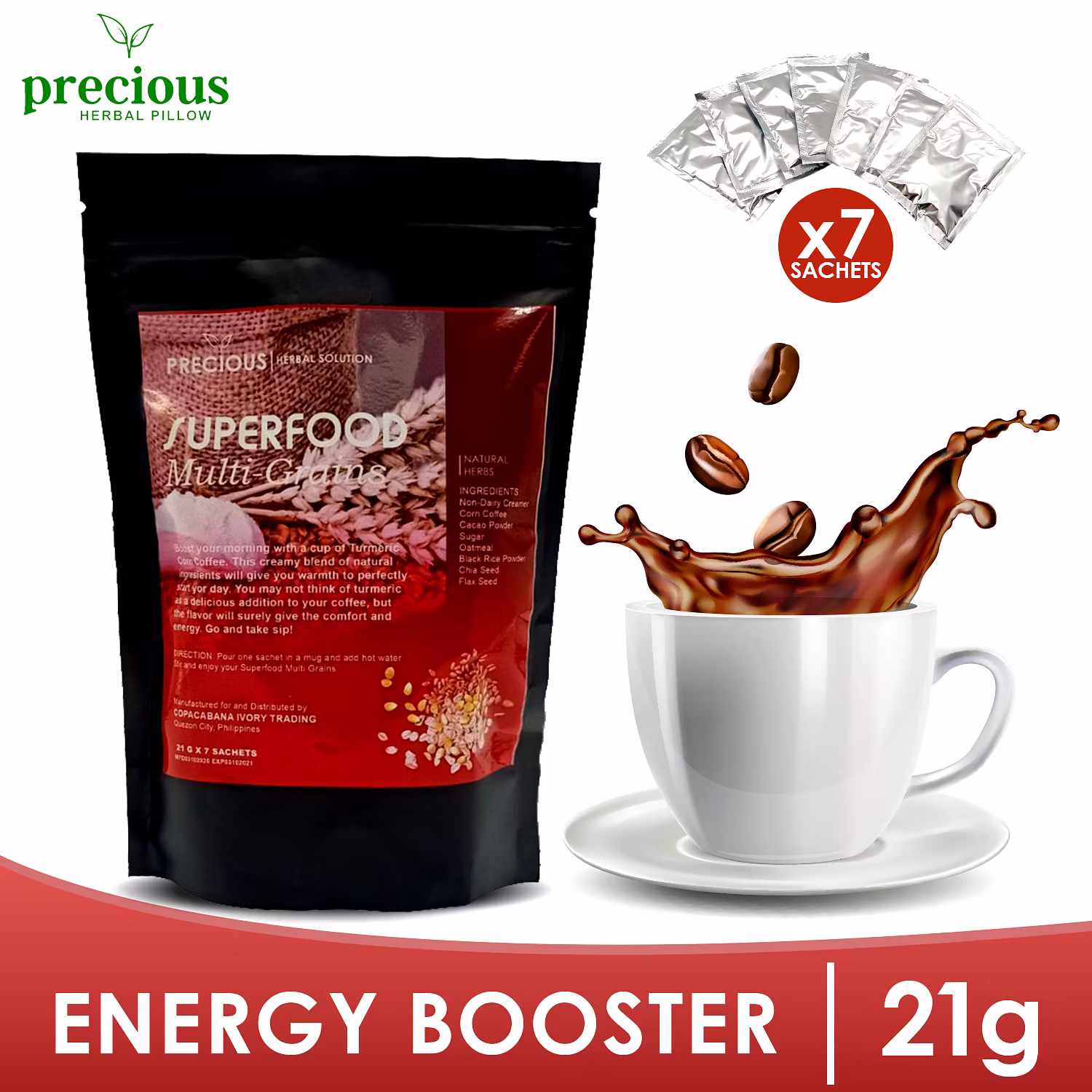 Precious Energy Booster Vegan Coffee Superfood MultiGrains Instant