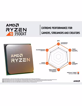 AMD 3000 Series Ryzen 9 3900XT Desktop Processor 12 cores 24 Threads 70MB Cache 3.8GHz Upto 4.7GHz AM4 Socket 400 &amp; 500 Series Chipset (100-100000277WOF)-2-sm