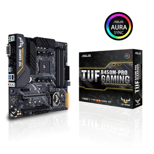 Asus TUF B450M-Pro Gaming AMD Ryzen 3 AM4 DDR4, HDMI, Dual M.2, USB 3.1 Gen 2 and Aura Sync RGB LED Lighting Micro-ATX Motherboard
