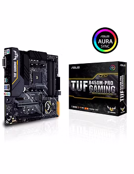 Asus TUF B450M-Pro Gaming AMD Ryzen 3 AM4 DDR4, HDMI, Dual M.2, USB 3.1 Gen 2 and Aura Sync RGB LED Lighting Micro-ATX Motherboard-Asus-B450M-Pro-sm