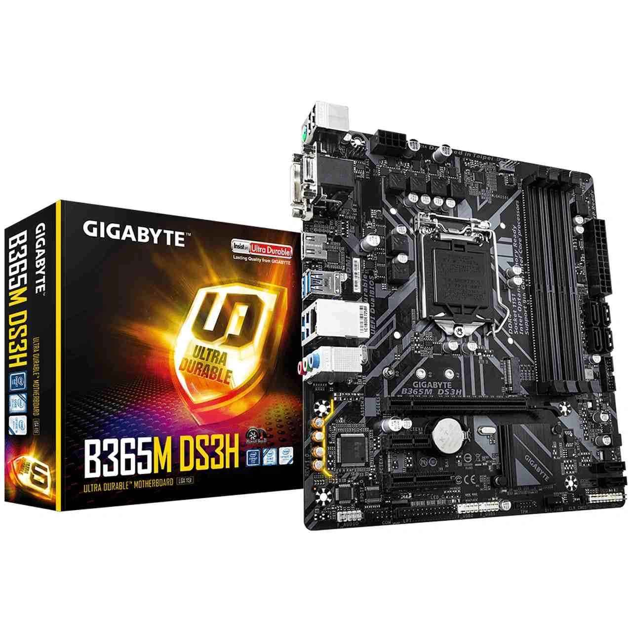 Gigabyte Intel® B365M DS3H Ultra Durable Motherboard with GIGABYTE 8118 Gaming LAN, PCIe Gen3 x4 M.2, 7 Colors RGB LED Strips Support, Anti-Sulfur Resistor, Smart Fan 5, DualBIOS™-Gigabyte-B365M-DS3H