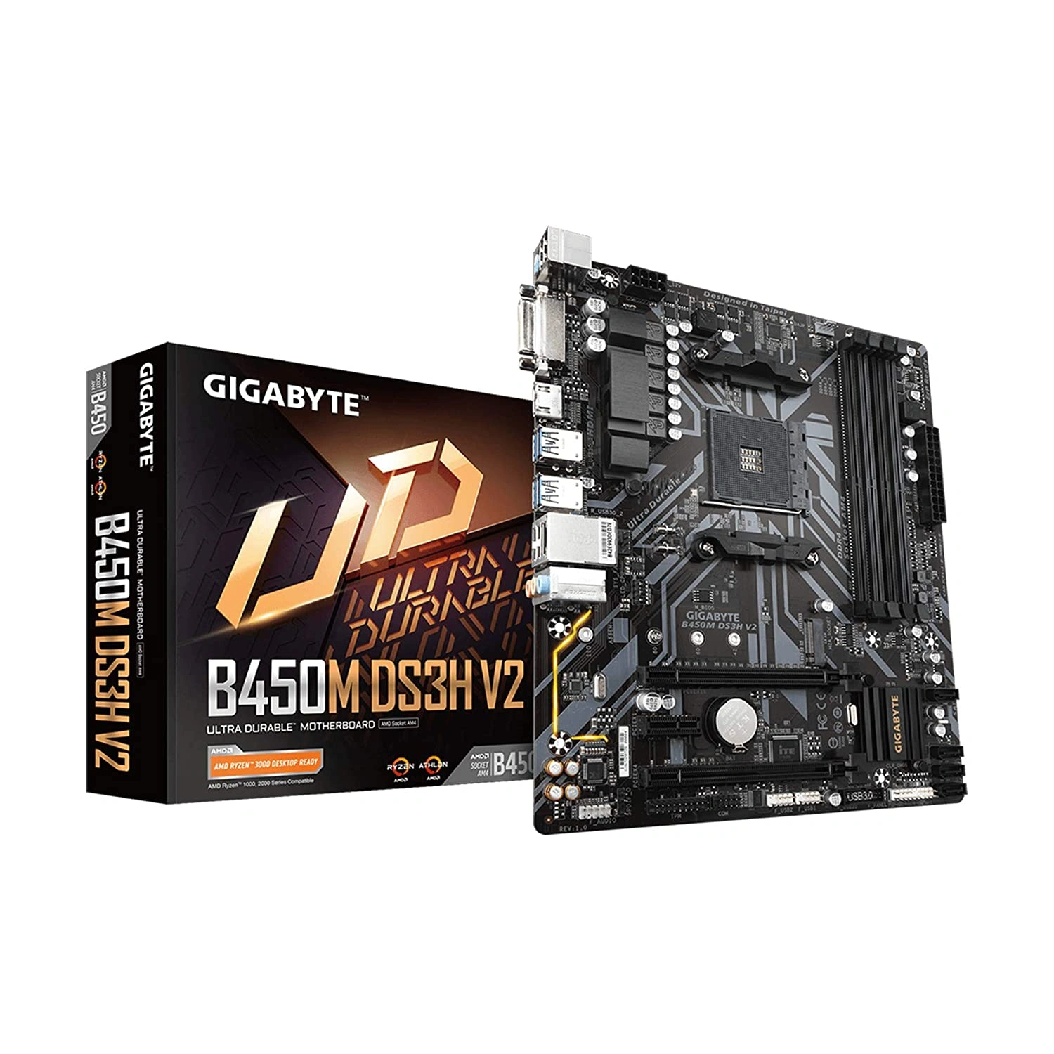 GIGABYTE AMD B450M DS3H V2 Ultra Durable Motherboard with Digital VRM Solution, GIGABYTE Gaming LAN and Bandwidth Management, PCIe Gen3 x4 M.2, Anti-Sulfur Resistor, RGB LED Strip Header-GIGABYTE-B450M-DS3H-V2