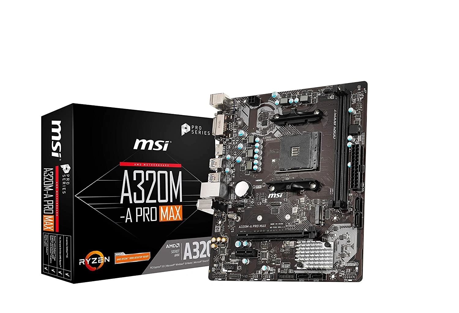 MSI A320M-A PRO MAX AMD AM4 Socket m-ATX Motherboard for Ryzen 1st 2nd 3rd Gen A-Series Athlon X4 Desktop Processors-MSI-A320M-A-Pro