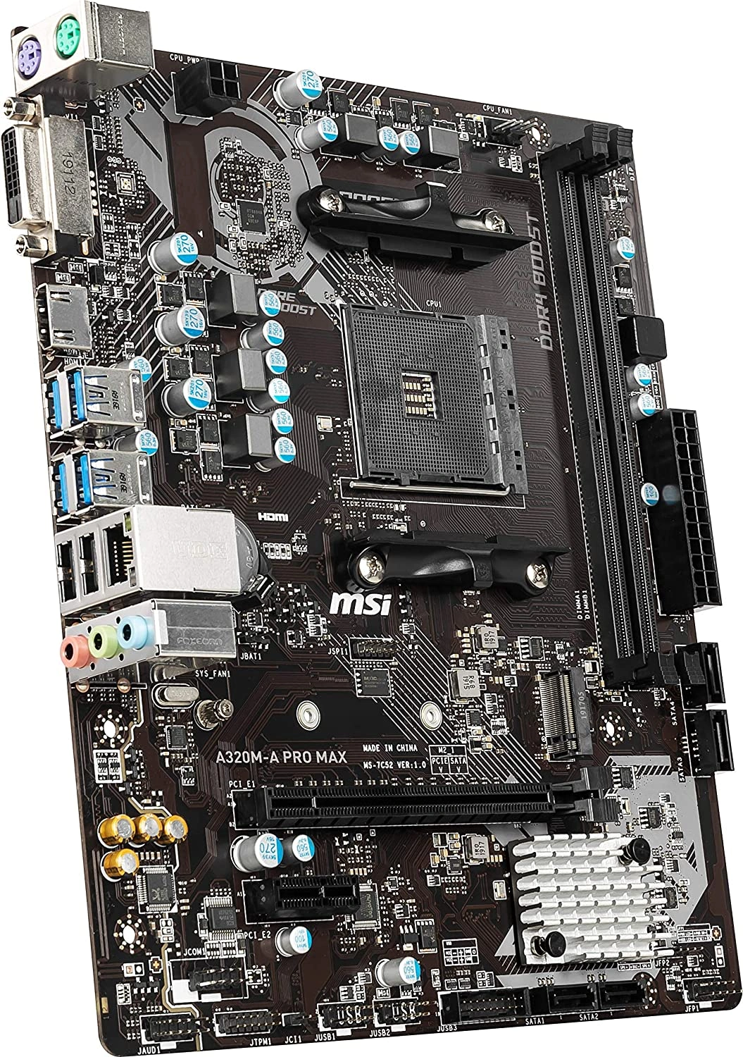 MSI A320M-A PRO MAX AMD AM4 Socket m-ATX Motherboard for Ryzen 1st 2nd 3rd Gen A-Series Athlon X4 Desktop Processors-2
