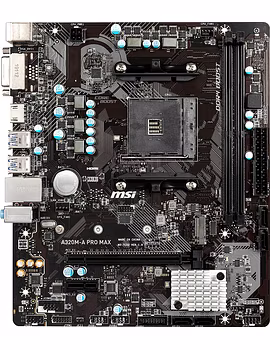 MSI A320M-A PRO MAX AMD AM4 Socket m-ATX Motherboard for Ryzen 1st 2nd 3rd Gen A-Series Athlon X4 Desktop Processors-1-sm