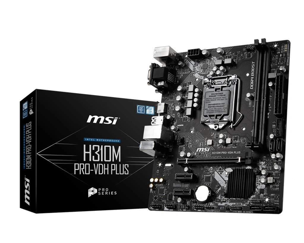 MSI H310M PRO-VDH Plus for 9th Gen / 8th Gen Intel® Core™ / Pentium® Gold/Celeron® Processors for LGA 1151 Socket (D-Sub DVI HDMI Onboard Graphics Micro ATX Motherboard)-MSI-H310M-Pro-VDH
