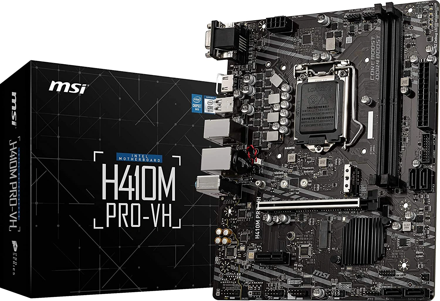 MSI H410M PRO-VH mATX Motherboard (10th Gen Intel Core, LGA 1200 Socket, DDR4, USB 3.2 Gen 1, Intel Gigabit LAN, VGA/HDMI)-MSI-H410M-Pro-VH