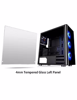 Thermaltake V200 Tempered Glass RGB Edition 12V MB Sync Capable ATX Mid-Tower Chassis with 3 120mm 12V RGB Fan + 1 Black 120mm Rear Fan Pre-Installed CA-1K8-00M1WN-01-2-sm