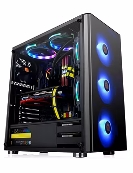 Thermaltake V200 Tempered Glass RGB Edition 12V MB Sync Capable ATX Mid-Tower Chassis with 3 120mm 12V RGB Fan + 1 Black 120mm Rear Fan Pre-Installed CA-1K8-00M1WN-01-6-sm