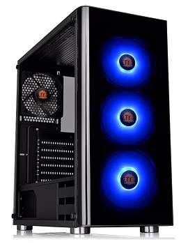 Thermaltake V200 Tempered Glass RGB Edition 12V MB Sync Capable ATX Mid-Tower Chassis with 3 120mm 12V RGB Fan + 1 Black 120mm Rear Fan Pre-Installed CA-1K8-00M1WN-01-1-sm