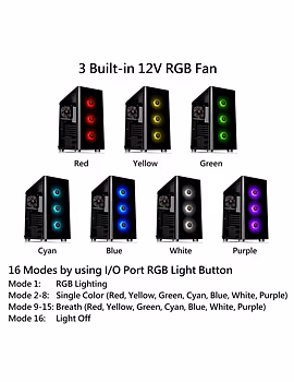Thermaltake V200 Tempered Glass RGB Edition 12V MB Sync Capable ATX Mid-Tower Chassis with 3 120mm 12V RGB Fan + 1 Black 120mm Rear Fan Pre-Installed CA-1K8-00M1WN-01-3-sm