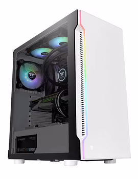 Thermaltake H200 Tempered Glass Snow Edition RGB Light Strip ATX Mid Tower Case with One 120mm Rear Fan Pre-Installed CA-1M3-00M6WN-00-6-sm