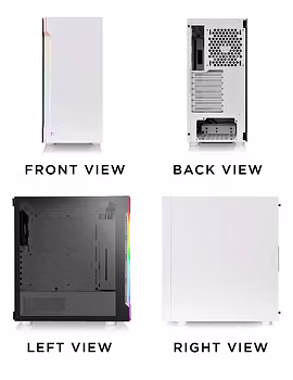Thermaltake H200 Tempered Glass Snow Edition RGB Light Strip ATX Mid Tower Case with One 120mm Rear Fan Pre-Installed CA-1M3-00M6WN-00-2-sm