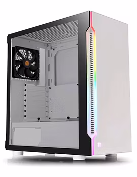 Thermaltake H200 Tempered Glass Snow Edition RGB Light Strip ATX Mid Tower Case with One 120mm Rear Fan Pre-Installed CA-1M3-00M6WN-00-Thermaltake-H200TG-RGB-sm