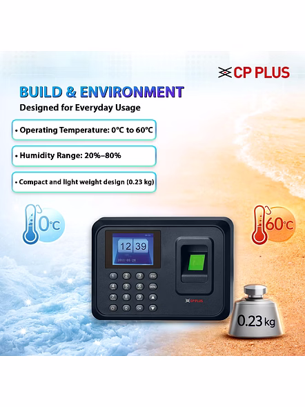 CP PLUS Fingerprint Time and Attendance Machine for Small Businesses - Biometric System with 1000 User Capacity CP-VTA-T2324-U-3