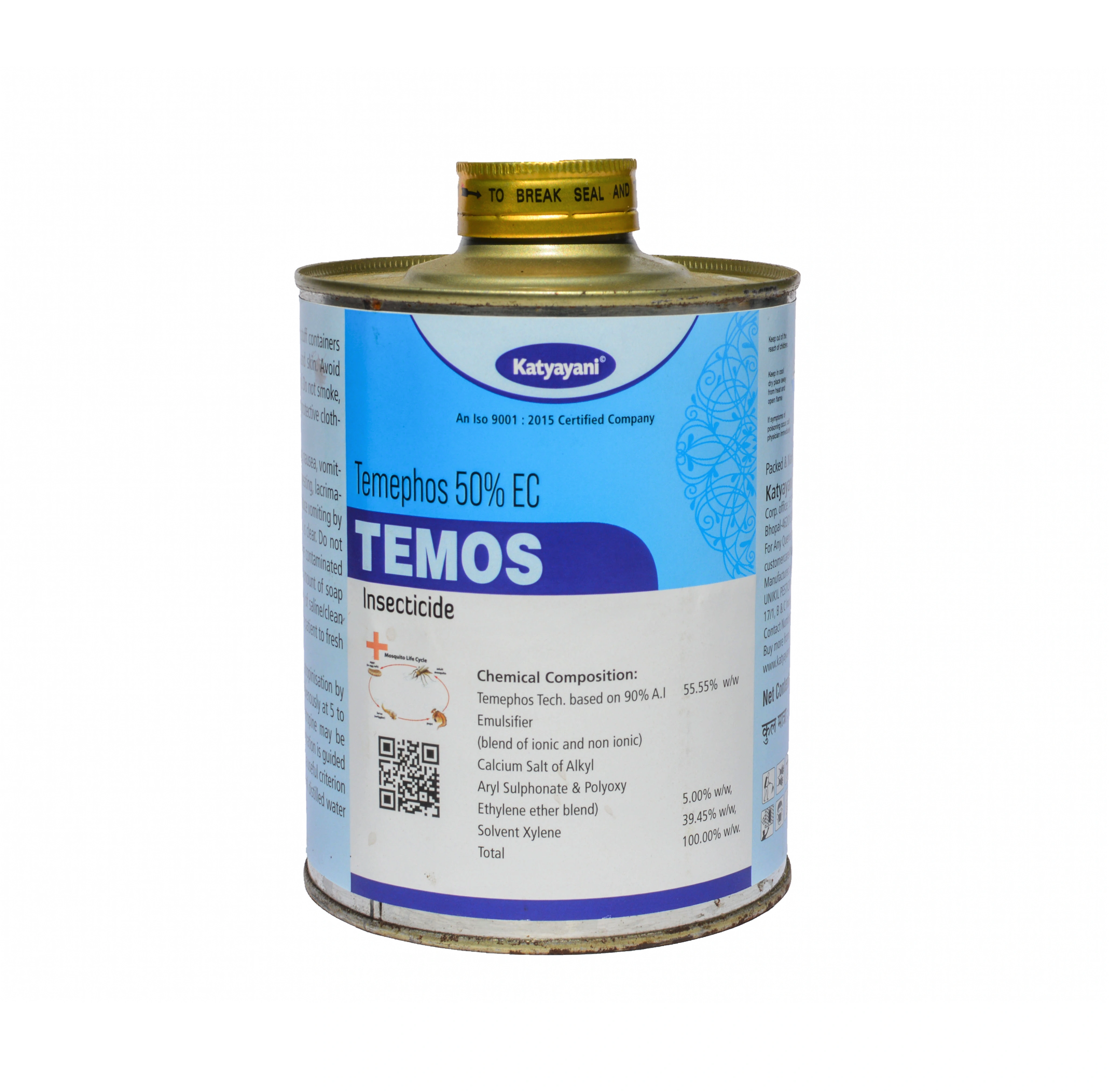 Katyayani Temos Temephos 50% EC Pest Control larvicide for Mosquito Larvae Effective Pesticide for Mosquito Larval Treatment in Potable Water Recommended Insecticide by WHO &amp; NVBDCP-11379204