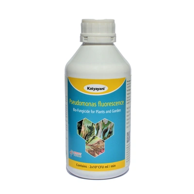 Katyayani Pseudomonas Fluorescence Bio Fungicide (2 x 10*8 CFU ml/min) For Plants & Home Garden Powerful control of wilt Downy & Powdery mildew nematode fungal infection Eco friendly Liquid