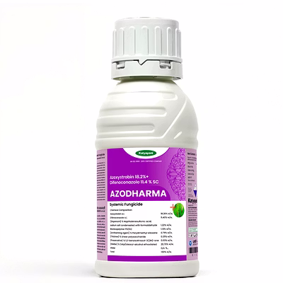 katyayani azodharma azoxystrobin 18.2 % + difenoconazole 11.4 % sc dual systemic broad-spectrum fungicide for plants and home garden control powdery downy mildews chili tomatoes cucurbits avocados 250ml