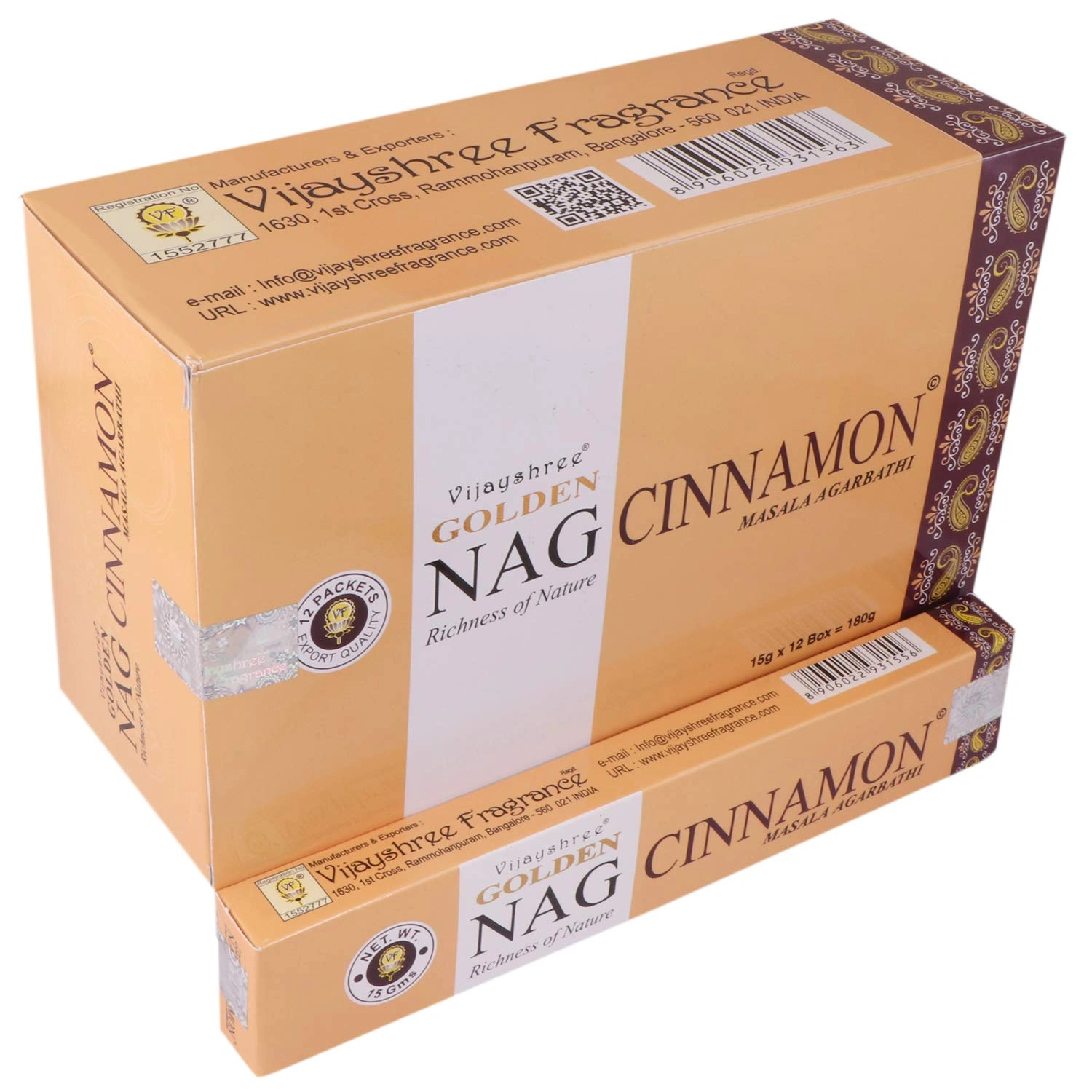 Vijayshree Golden Nag Cinnamon Masala Agarbatti 15gm x 12 Small Boxes-1