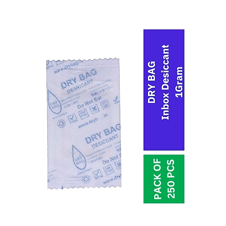 DRY BAG Inbox Desiccant 1Gram, Calcium Chloride Based pouches and Dehumidifiers, Moisture Absorber (Pack of 250pcs)-1