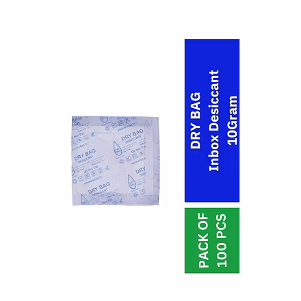 DRY BAG Inbox Desiccant 10Gram, Calcium Chloride Based pouches and Dehumidifiers, Moisture Absorber (Pack of 100pcs)-1