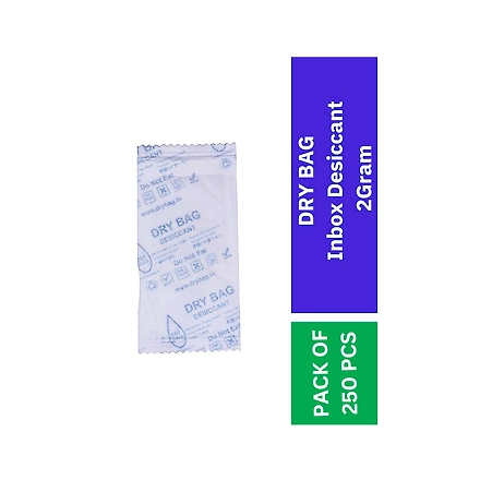 DRY BAG Inbox Desiccant 2Gram, Calcium Chloride Based pouches and Dehumidifiers, Moisture Absorber (Pack of 250pcs )-1