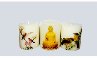 TRA Style Printed Pillar Candle Pack of 3, Decorative Wedding Romance Decoration Candle Pack of 5