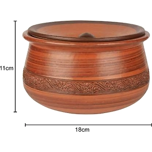 KHAMBABA Handcrafted INDIANEarth Clay  Handi / Pot with Lid for Cooking / Serving ( Brown , 2 Litre) | Clay Dahi Handi | Mathni | Clay Handi for Gas Cooking | Handi 2 L with Lid  (Earthenware)