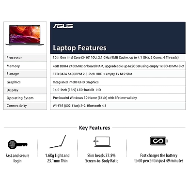 Asus X409FA-BV301T Laptop i3/4GB/1TB/Win10-3