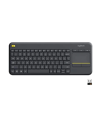 Logitech K400 Plus Wireless Touch TV Keyboard with Easy Media Control and Built-in Touchpad, HTPC Keyboard for PC-Connected TV, Windows, Android, Chrome OS, Laptop, Tablet - Black-097855115348