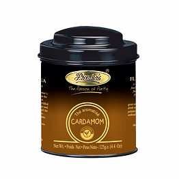 premier's tea limited cardamom flavoured tea in round metal caddy - 125 gms