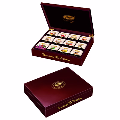 premier's tea limited 12 chamber wooden gift box with assorted tea bags
