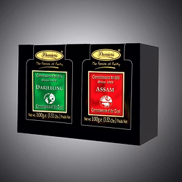 premier's tea limited black board gift box set with assorted whole leaf tea in elegant metal caddies