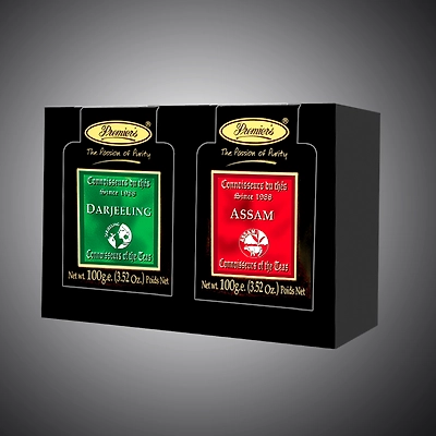 Premier's Tea Limited Black Board Gift Box Set with assorted whole leaf tea in elegant metal caddies