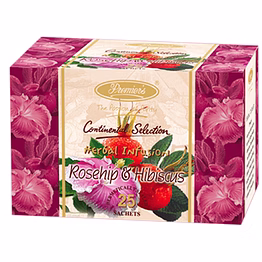 premier's tea limited rosehip & hibiscus continental selection 25 tea bags (50 gms)