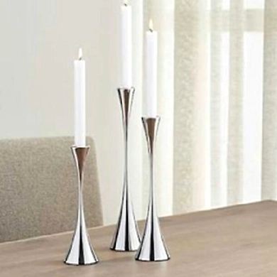 Table Top Silver Aluminium Candle Stand Home Decor, for Decoration-6387586