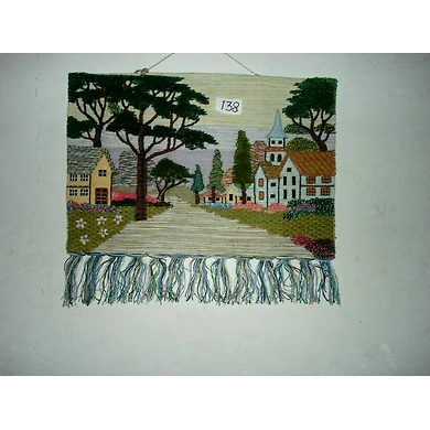 Houses Jute Wall Hanging-JA026