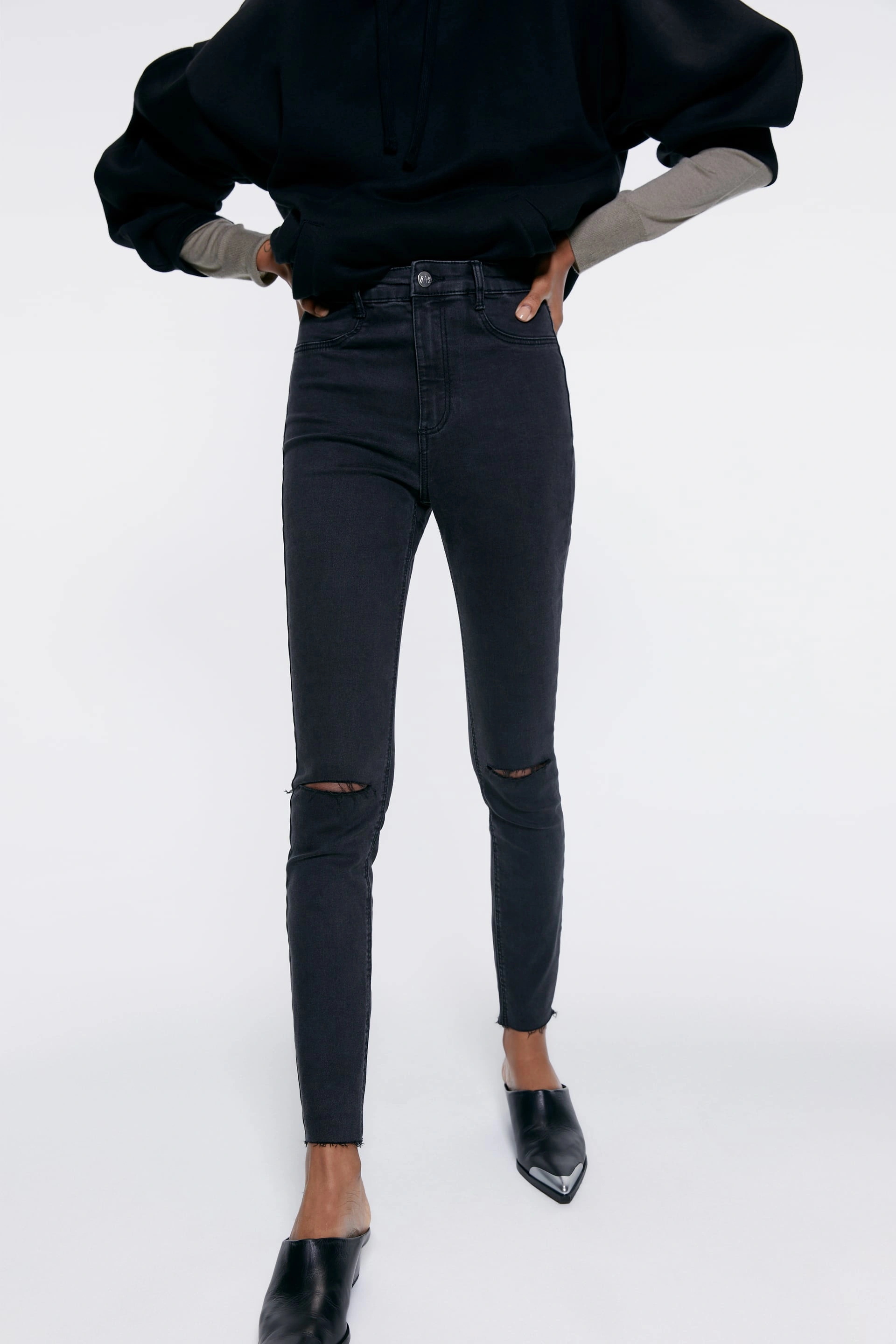 Malachi Women's High Waist  Skinny Jeans-Dark Grey-24-3