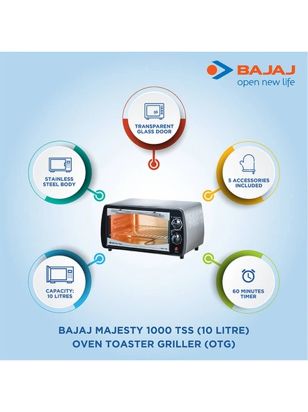 Bajaj Majesty 1000 TSS OTG-10 litres-2 years warranty-OTG-1
