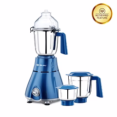 Bajaj Beryl Persian Blue 750 Watts Mixer Grinder with 3 Jars