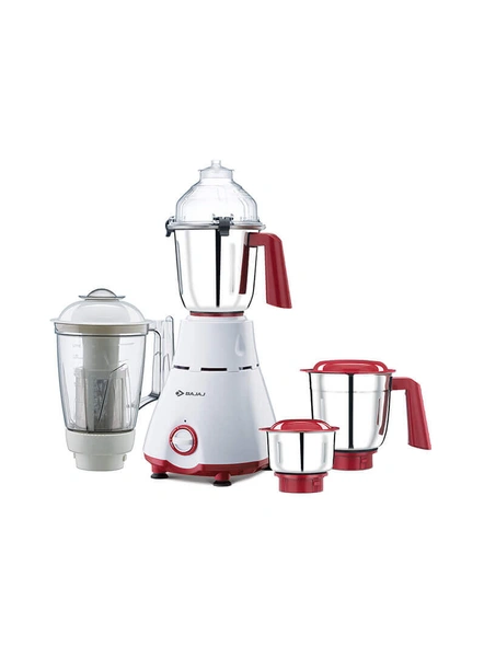 Bajaj GX 4701 800 Watts Mixer Grinder with 4 Jars (White &amp; Red)-800 W-18000-2 years on product and 5 years on motor-1