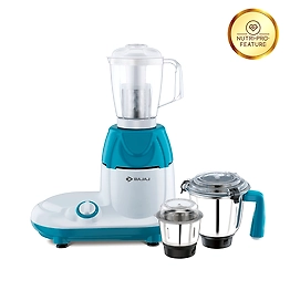 Bajaj Twister Fruity 750-Watts Mixer Grinder with 3 Jars (White/Blue)