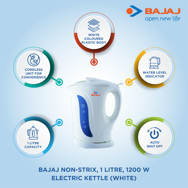 bajaj electric kettle 1l non strix