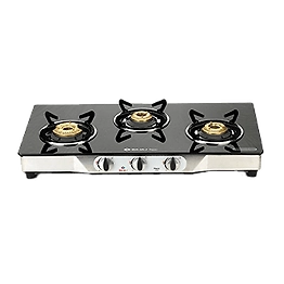 Bajaj CGX3 Eco Glass Top 3 Burner Black Gas Stove/Cooktop