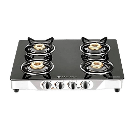 Bajaj CGX4 Glass Top 4 Burner Black Gas Stove/Cooktop