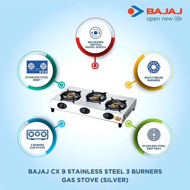 bajaj stove 3 burner