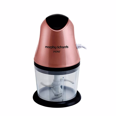 morphy richards 300-watt electric chopper – rose gold | 840ml bowl | 4-blade system | whisking attachment | 2-year warranty